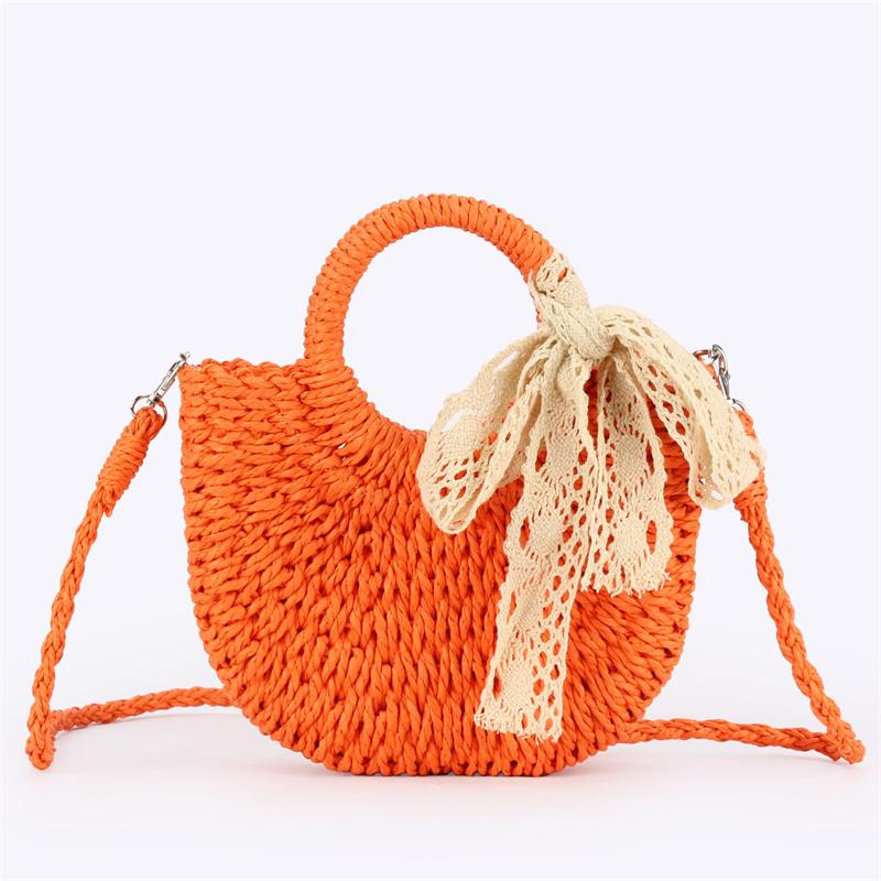 Yogodlns Fashionable Wicker Basket Bag Women's Single Shoulder Slant Cross Handmade Woven Grass Bag Casual Travel Style Small Bag