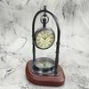 Table Clock with Wooden Compass Stand Exim Décor Hanging Clock Ship Brass Compass with  Victoria London Pocket Watch Finish