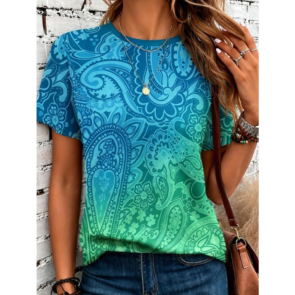 Μοντέρνο Γυναικείο T-Shirt με Vintage Σχέδιο, Αστείο Casual, Λαιμόκοψη Ο, Κοντά Μανίκια, Καλοκαιρινό Γυναικείο T-Shirt