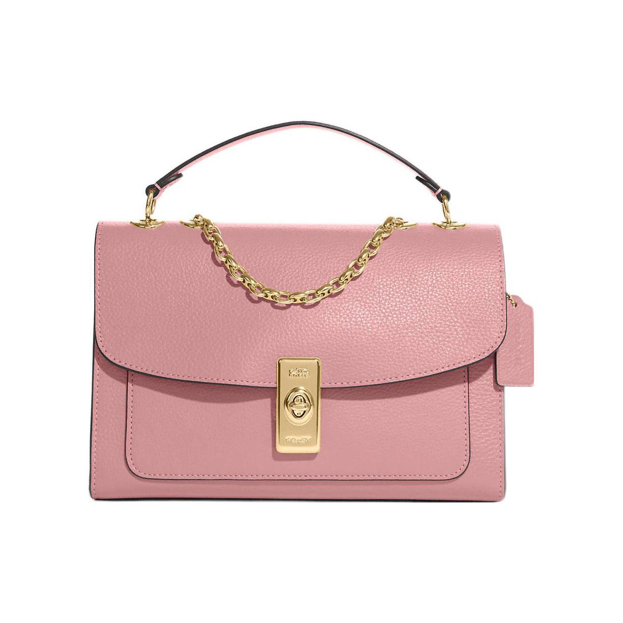 

Новая кожаная сумка кроссбоди COACH Lane, портативная, через плечо, большого размера, женская, розовая C8206-IMOUS 25.9*10.2*17.8CM