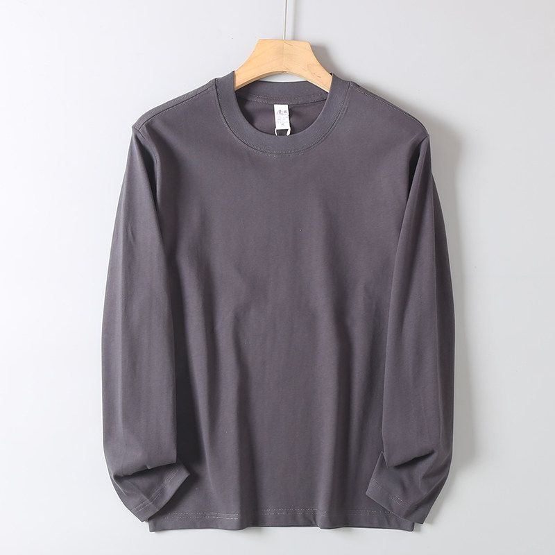 Export Basic round Neck for Export Tail Goods Casual Long Sleeve T-shirt Loose Youth All-Matching Comfortable Cotton Base Shirt Men