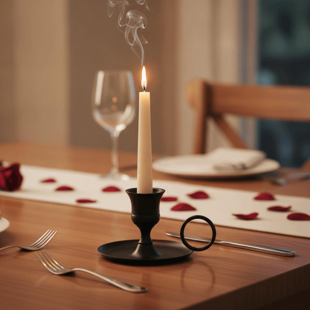 2 Piece with Holding Ring Desktop Candlestick Retro Candle Stand  Restaurant
