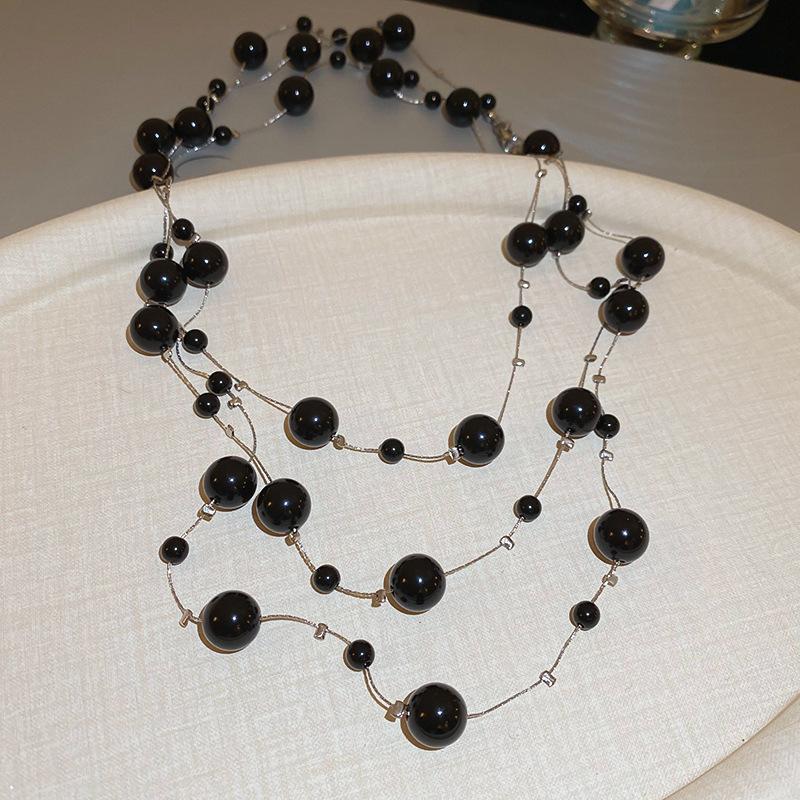 Vintage French Pearl Sweater Necklace: Elegant, Extra-Long Design for Versatile Fashion