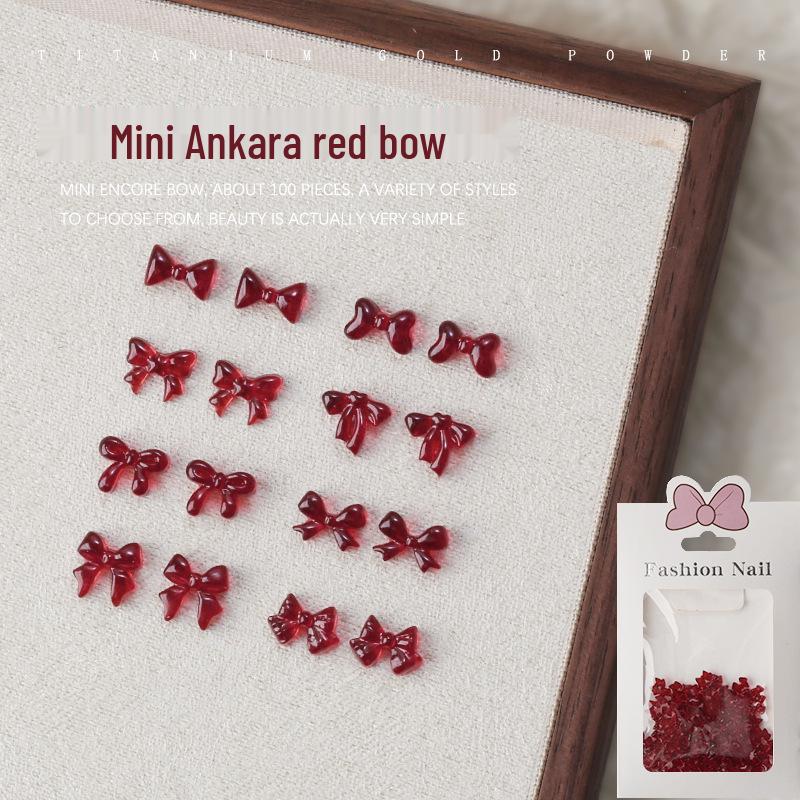

Ancola Red Bow Tie Resin Nail Art Bowknot Decorations - 100 Pieces