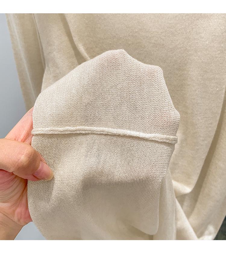 Sheer Loose Knit Long-Sleeve Sweater for Women - Autumn Style Sunscreen Blouse
