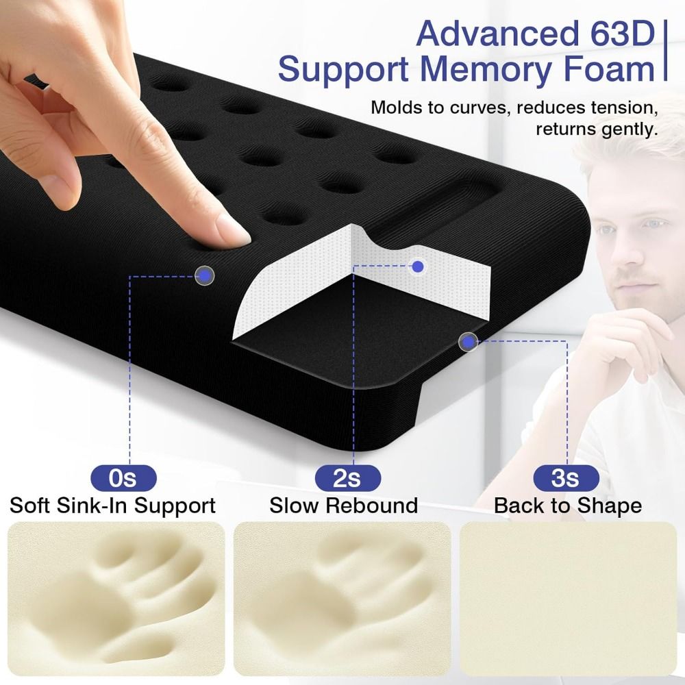 1Pc Soft Cushion Desk Elbow Pad Black Keyboard Hand Rest Non-slip Arm Cushions Protection Rest