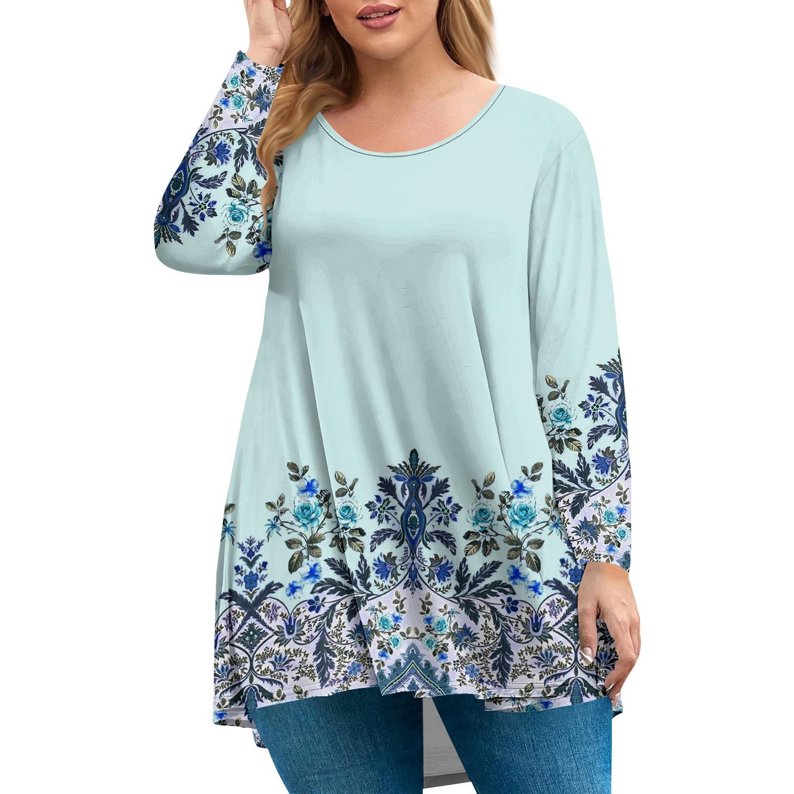 

Women s Plus Size Top, Garden Collar Long Sleeved Shirt, Fashionable Floral Print Casual Top XXXXL