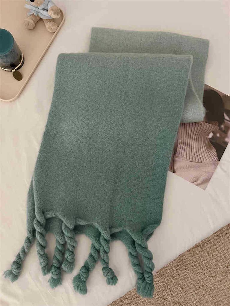 Encore Red Gradient Hanging Dyed Mohair Twist Braid Scarf Female Solid Color Couple Scarf Thick