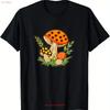Unisexs Black Cotton T Shirt With Colorful Mushroom Print Casual B Vintage Stretched Breathable Comfortable Stylish