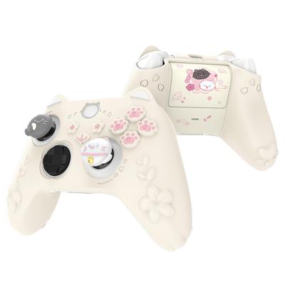 כיסוי סיליקון PlayVital עבור Xbox Series עיצוב חתלתול סאקורה כיסוי אחיזה כיסויי ג'ויסטיק מדבקות כיסוי גומי רך עבור בקרים אלחוטיים של Xbox X/S