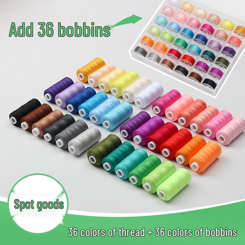 Hardcover Bobbin Box: 36-Color Sewing Thread Set with Bobbins, 400 Yards Each