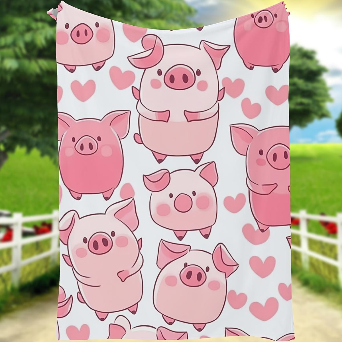 Cute Pig Love Blanket, Soft Cozy Throw with Adorable Pink Pig Design, Perfect Gift Idea for Kids and Animal Lovers Everywhere 130x150cm