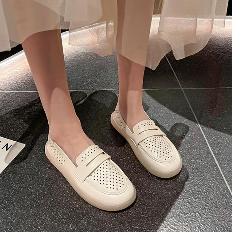 Fashion Hollow Breathable Women's Flat Loafers Shoes Summer 2025 Trend Fashionable Quick Delivery Comfortable Slip-on 39 Ladies Footwear