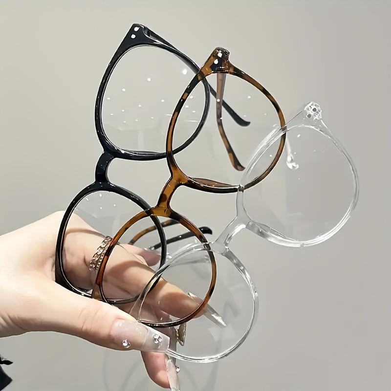 Y2K Inspired Round Clear Lens Glasses for Women Fashionable Plastic Full Rim Anti-Blue Light Perfect for Daily Wear & School