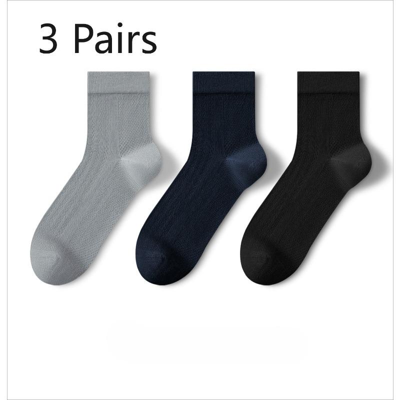 3 Paar Herren Business Casual Sommer Leichte Netz-Kniestrümpfe Atmungsaktiv Schweißableitend Nahtlos