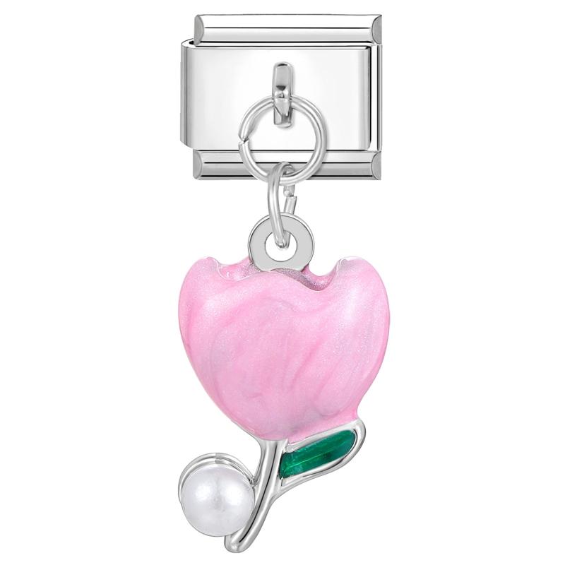 Zircon Colorful Crystal Butterfly Heart Flower Pendant Italian Charm Link Fit 9mm Bracelet Stainless Steel Women DIY Making Gift