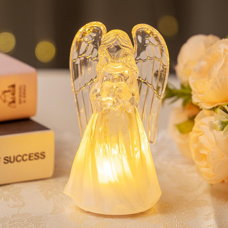 LED Light-up Little Angel Acrylic Imitation Crystal Angel Ornament Christmas Decoration Angel Night Light