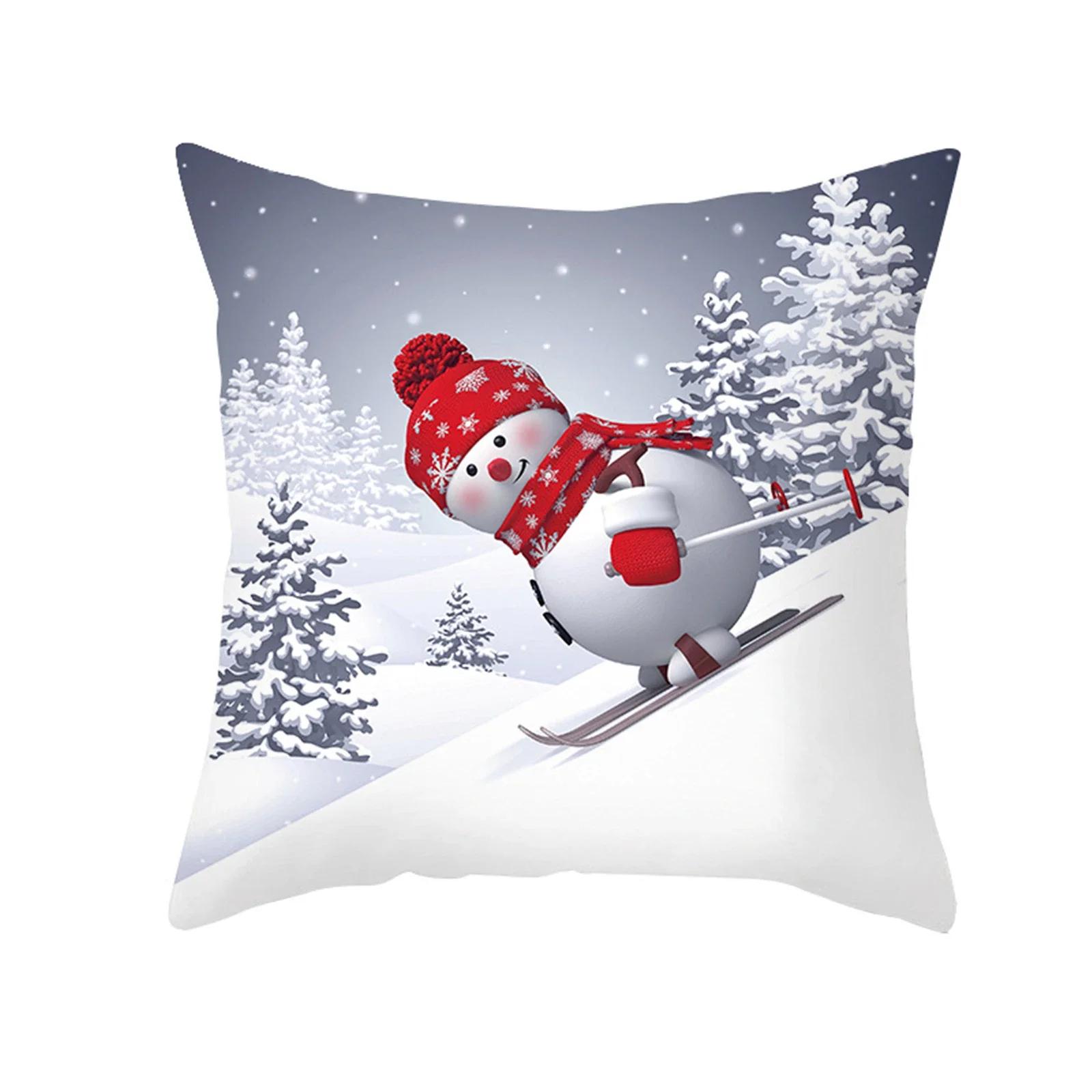 

Home Decor Cartoon Christmas Pillowcase Sofa Decoration Christmas Snowman Santa Claus Print Pillowcase funda de almohada 12x12Inch