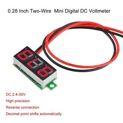 5pcs Mini Digital DC Voltmeter 0.28 Inch Two-Wire 2.5V-30V Mini Digital DC Voltmeter Voltage Tester Meter 5 Colours