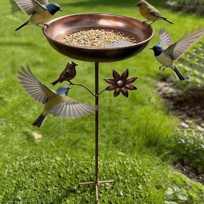 Anti-leakage Iron Garden Birdbath Retro Bird Feeding Station Tall Bird Feeder  Various Pet Birds
