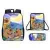 Cartoon Capybara Pattern Backpack Shoulder Bag Pencil Case Three Piece Set