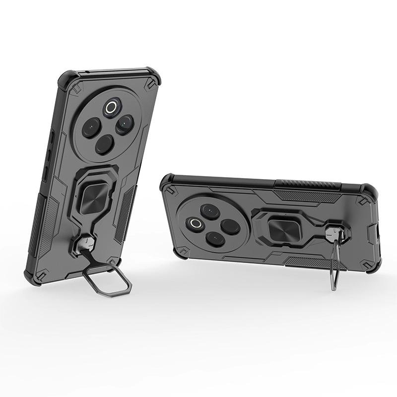 KEYSION Shockproof Armor Case for IQOO Z10 5G Soft Silicone+PC Upright Metal Live Ring Stand Phone Back Cover for VIVO IQOO Z10