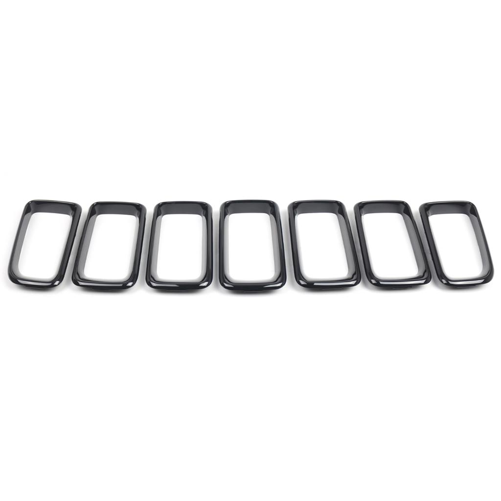7pcs Front Grille Grill Insert Cover Frame Replacement for Jeep Compass from 2011 to 2016, 51137449207, 51137300589