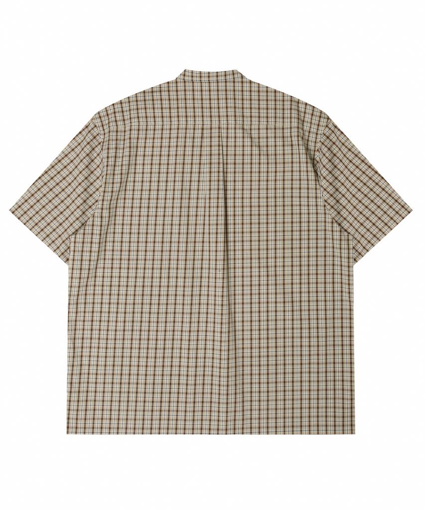 NODU Check Boxy Half Street Shirt [Beige]