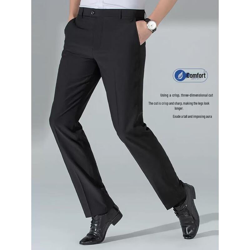 Luomeng Men s Straight-Leg Suit Pants 36