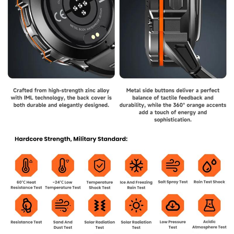 Military Smart Watch 1000MAH Super Endurance Bluetooth Call GPS Compass Barometric Altimeter 10ATM Waterproof Sports Smartwatches Men