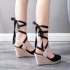 Shoes Women Summer High Heel Platform Wedges Sandals Ankle Buckle Strap Closed Toe Comfortable Casual Shoe