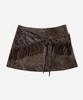 Darling Your Bad Fringe Wrap Leather Skirt #Brown