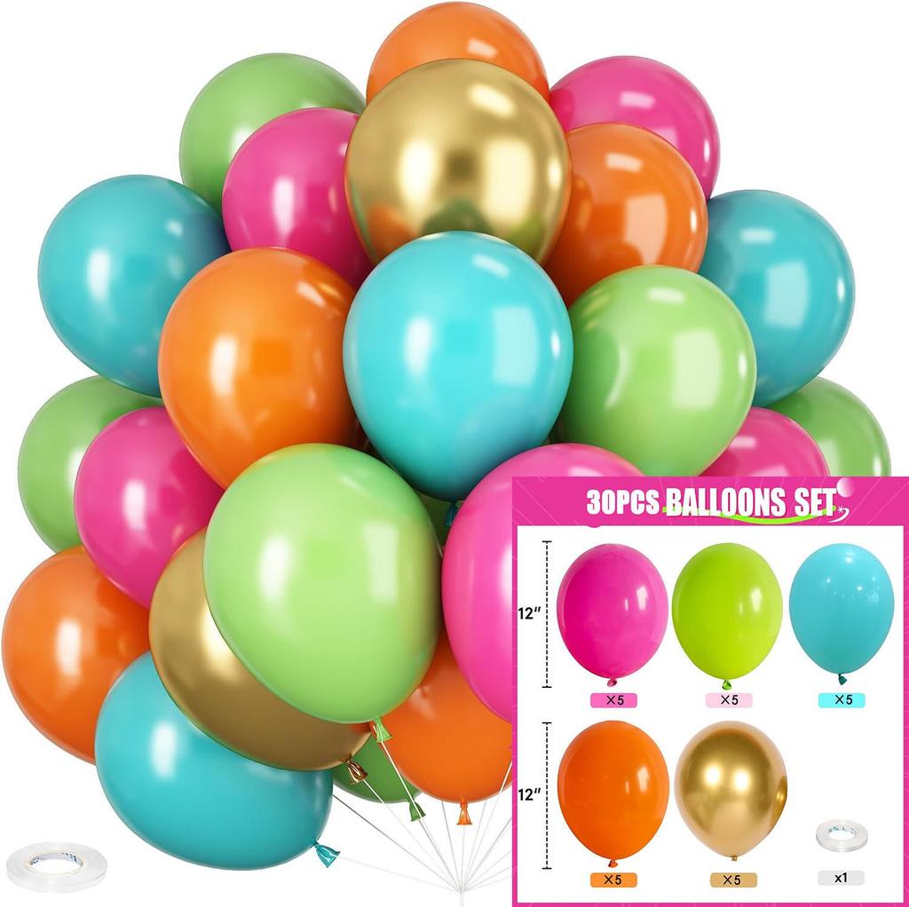 12" Sequin Confetti Balloons - Set of 30 for Christmas, Halloween, and Birthdays
