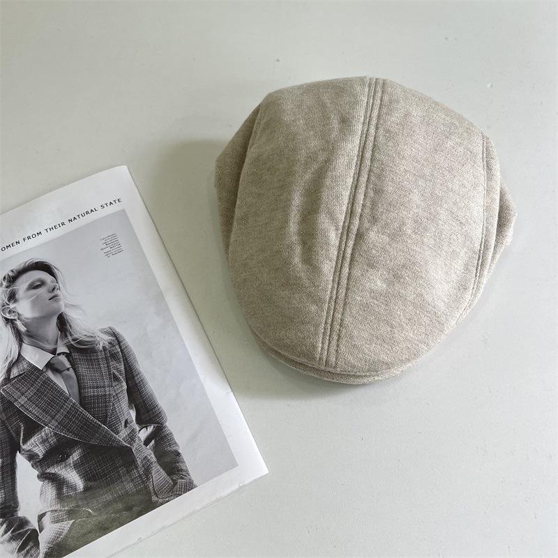 Retro Newsboy Hat Ladies Solid Color Versatile Simple Forward Hat Vintage Peaked Hat Men's Trend
