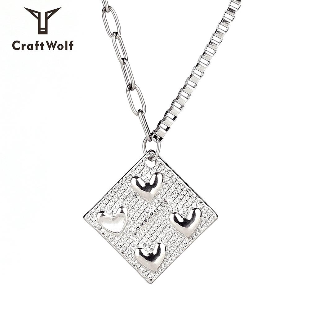 

3D Titanium Steel Heart Pendant Necklace - Hip-Hop Style, Ideal Couple s Gift for Men