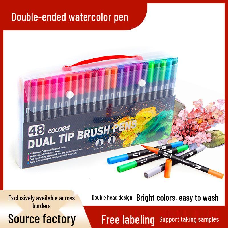 Double-Ended Washable Watercolor Pens - 120 Color Set, Non-Staining, Soft Tip Art Liner for Children's Drawing
