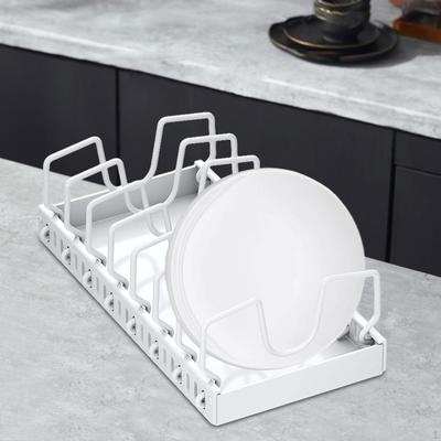 Expandable Pot and Pan Organizer Cookware Storage Rack Cutting Board Drying Shelf