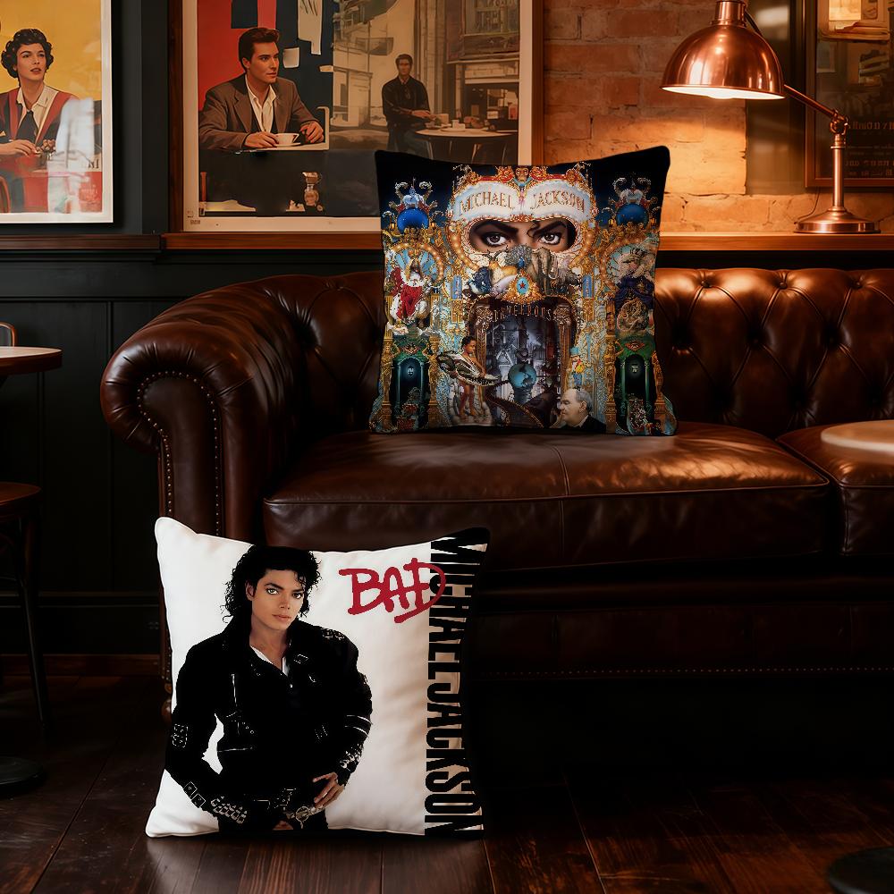 M-Michael J-Jackson-ES Copricuscino Cantante Casa Biancheria da Letto Divano Soggiorno Federa Cuscino Semplice Morbido Pelle Copricuscino Regalo per Festa