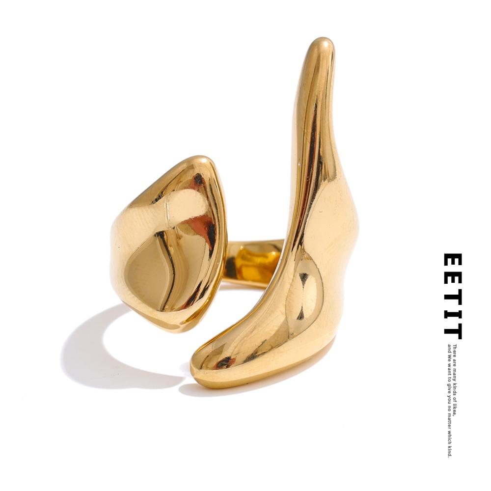 Eetit New Casting PVD Plated Stainless Steel Metal Geometric Adjustable Creative Ring Women Daily Fashion Jewelry Accessories