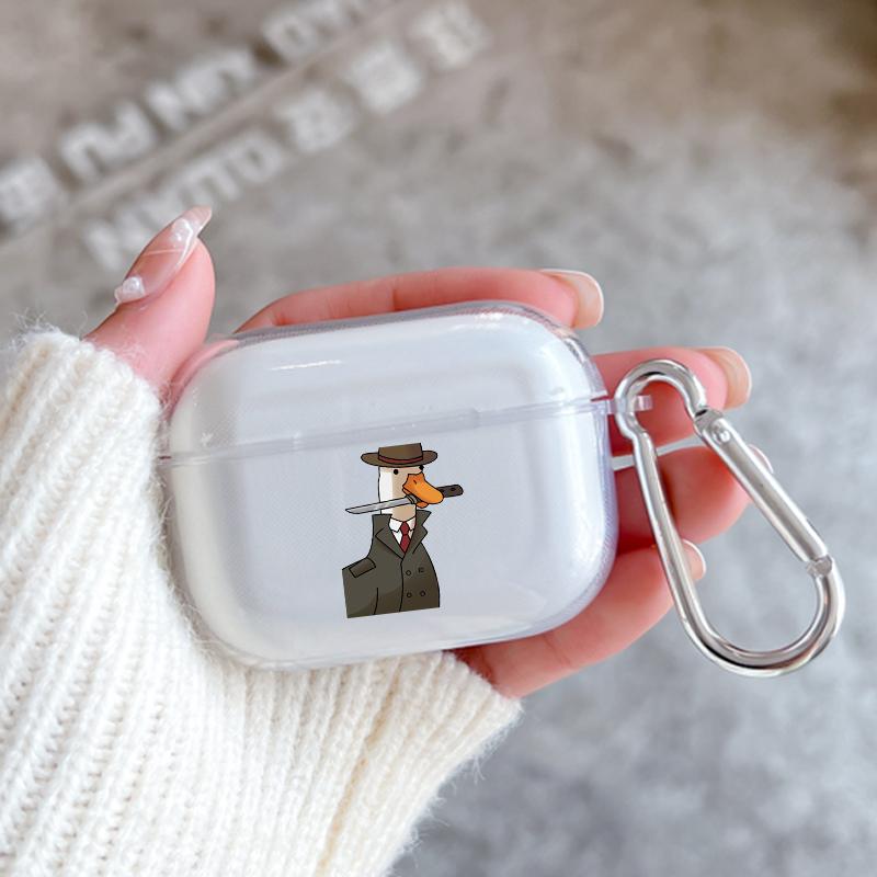 Cartoon Doubt Duck Silicone Case for Apple Airpods 2 1 Earphone Cases With Hook For Airpod Pro 3 Pro2 Clear Protective Covers