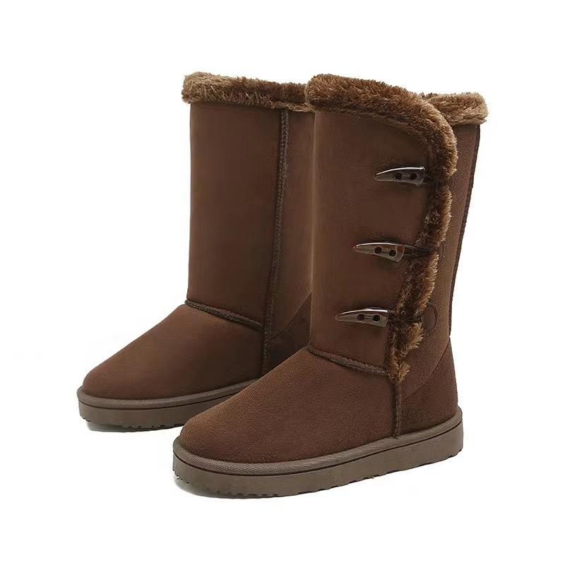 Damen Winter Schneestiefel mit Fellfutter Warme Mid-Calf-Stiefel Wildlederimitatstiefel Damen Fleece Bequeme Leichte Bailey Button Stiefeletten