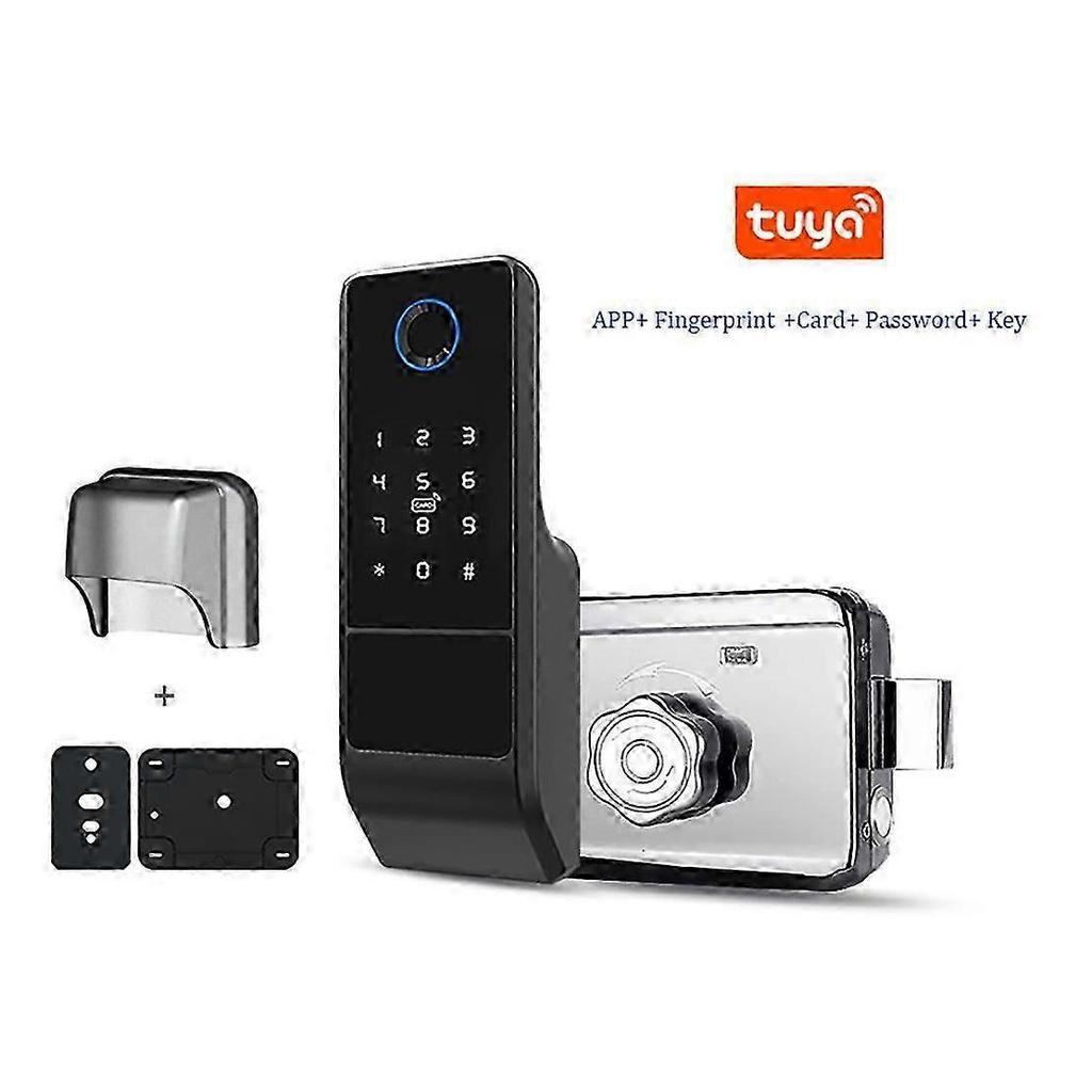 Smart Digital Door Lock, Waterproof WiFi Deadbolt with Fingerprint, Password, IC Card, App and Key Access for Outdoor Gate, Fits 20-80mm Doors
