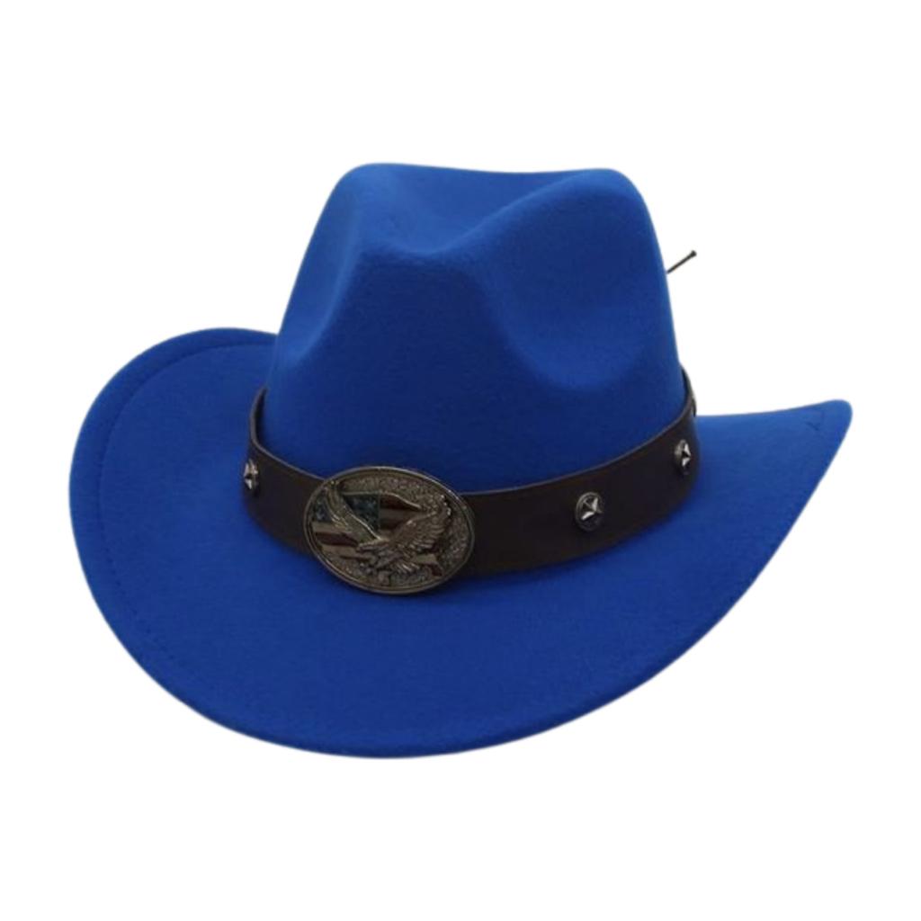 Rolled Brim Ethnic Style Decorative Design Felt Hat Western Cowboy Top Hat