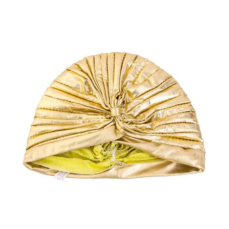 New Unisex Vintage Metallic Turban Headband Cross Twist Arab India Pleated Head Wrap Ramadan Beanies Hats Muslim Chemo Cap