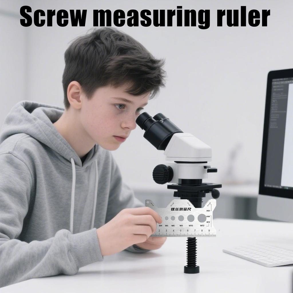 Bolt Measuring Tool Bolt Thread Stainless Steel Sizer Flat Double-Sided Screw Measuring Device for Pattern Jewelry Watch