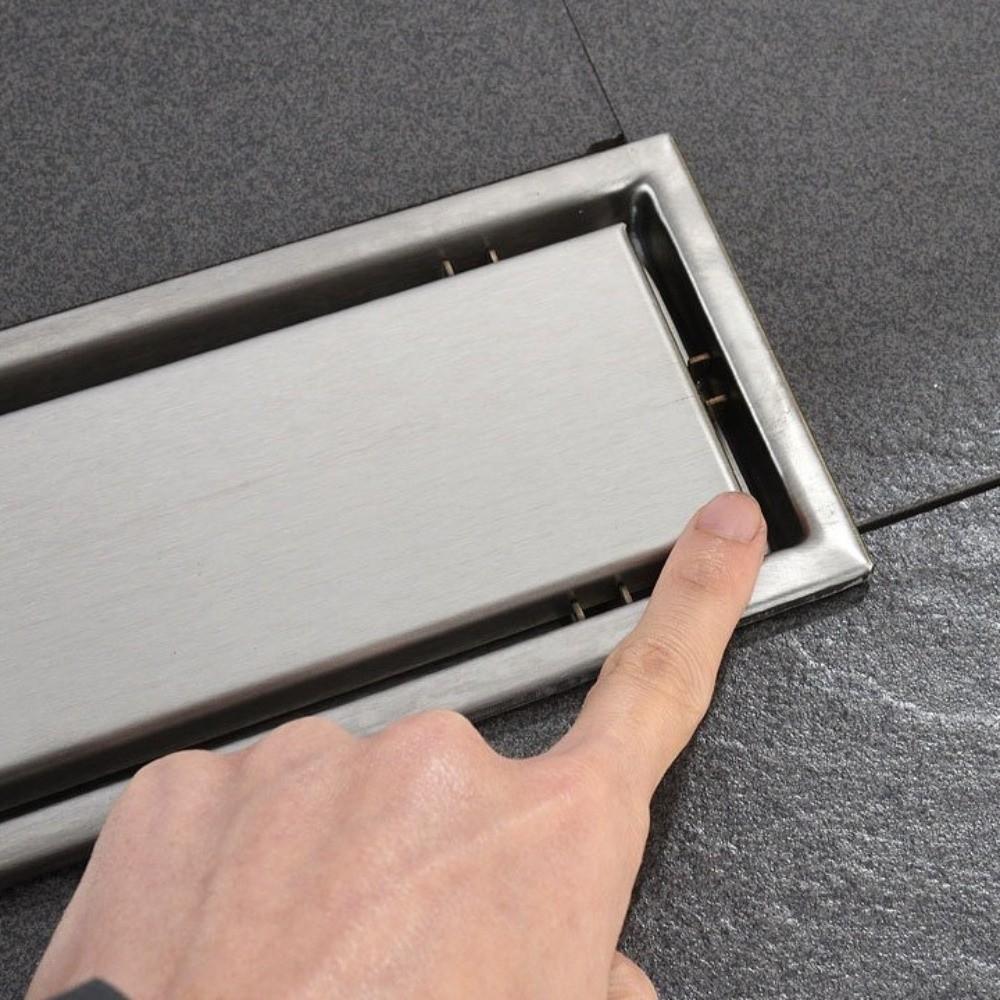 304 Stainless Steel Invisible Floor Drain Quick Drainage Removable Cover Linear Floor Drain Long Strip Odor-Resistant