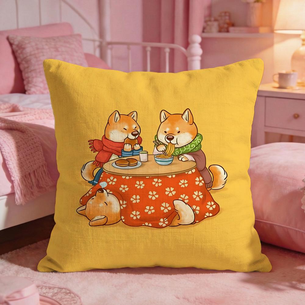 AnimalAdorable Shiba inuS Cushion Cover Premium Comfort Reversible Pillow Cove Two In One Design for Any Room  Car Interior