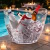 Cubo de Hielo en Forma de Lingote Gran Capacidad Doble Asa Refrigerador Portátil para Cerveza Champaña Vino Cubo de Hielo Resistente para Fiesta Camping Picnic Barra de Casa