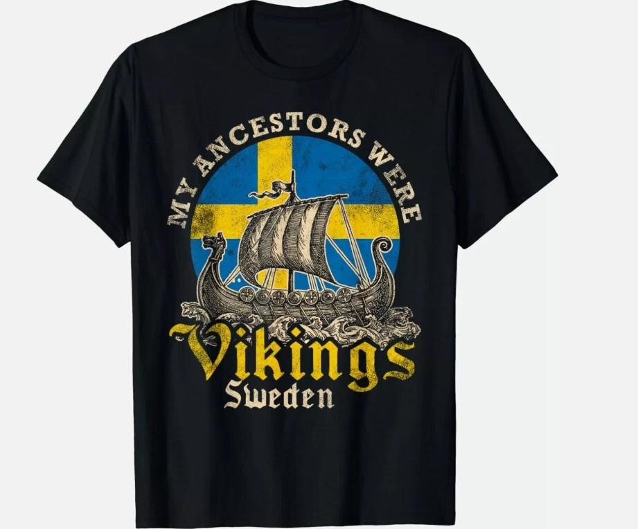 Swedish Sweden Viking Ship Flag Gift Unisex T-Shirt, Size S - 5XL XXXL