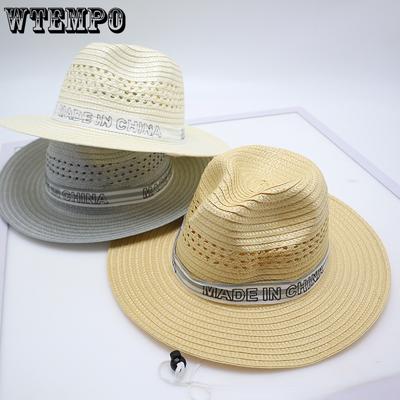Men's Hat Foldable Summer Thin Large Brimmed Jazz Hat Outdoor Fishing Mountaineering Sunshade Straw Hat